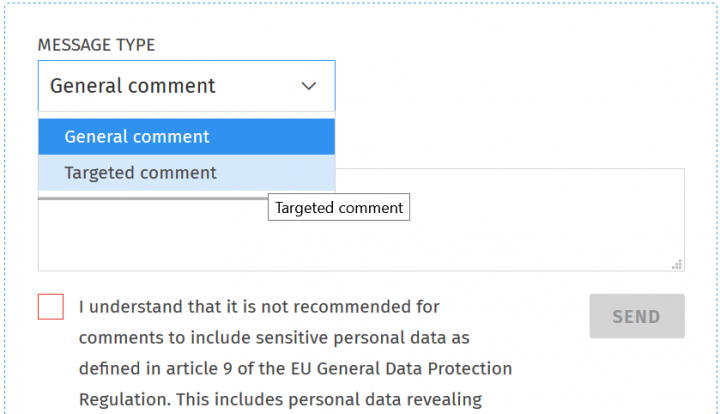 Screenshot: commenting study plan in Sisu