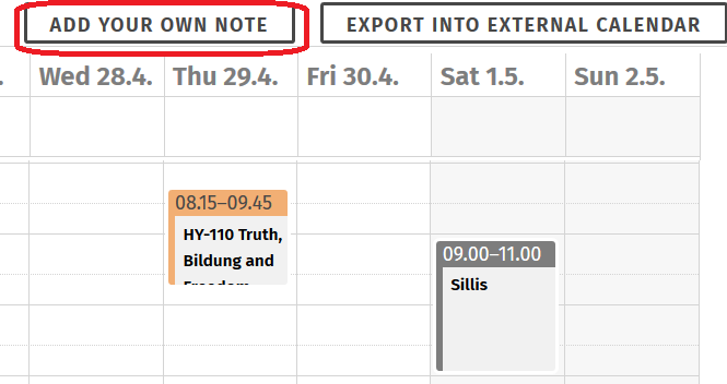 Screenshot: add your own note