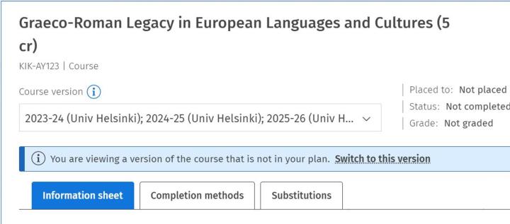 Screen capture of the notification for confirmation of the version change