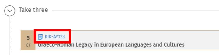 Screenshot: access to course brochure