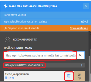 Kuvakaappaus Sisun käyttöliittymästä.