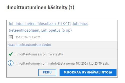 Kuvakaappaus Ilmoittautuminen-sivulta Sisussa.