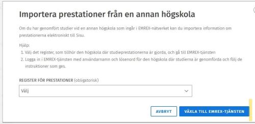 Bilden visar hur man går över till Emrex. 