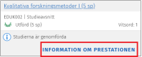 infomration om prestationen