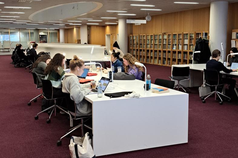 Students in the library self-study facilities.