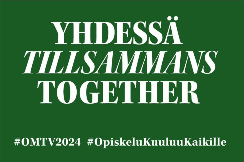 Vihreällä pohjalla yhdessä-teksti. 