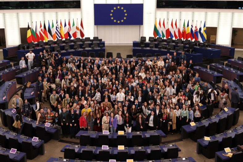 European Parliament Plenary Room with participants from 2024