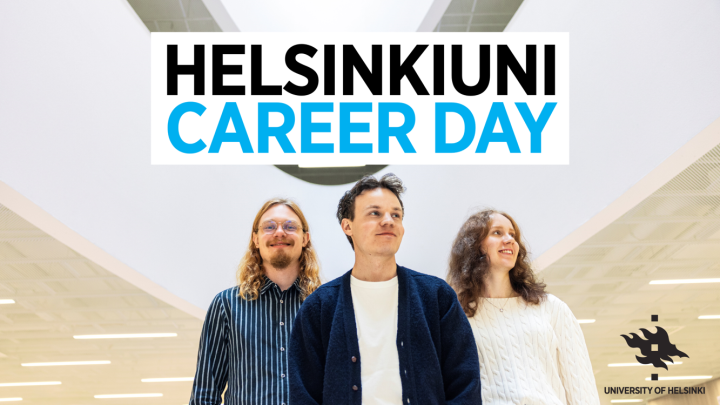 Three students in Kaisa House and Career Day text.