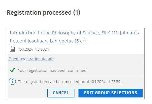 Screen capture of the Registration page in Sisu.
