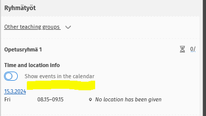 show events in the calendar