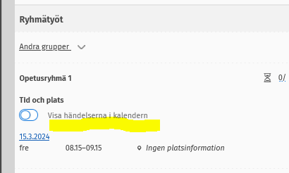 visa händelserna i kalendern