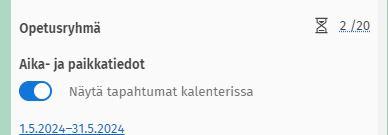 Kuvakaappaus Näytä tapahtumat kalenterissa -valinnasta.